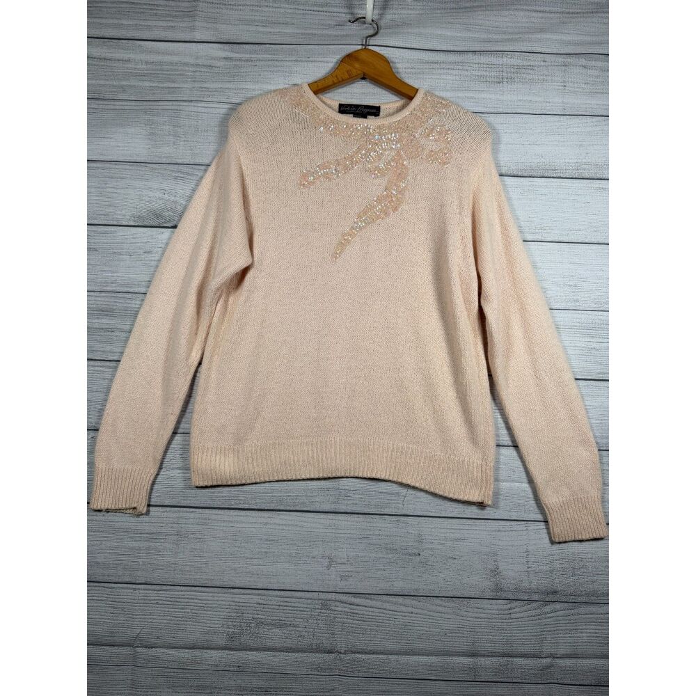 Vintage Work in Progress Gladys Bagley M Silk Angora Sequin Sweater 4183
